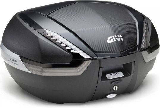 Givi V47NNT Top Case, color Black with carbon pattern finishing and Smoked reflectors, 47 Liters, fits MonoKey plate | V47NNT