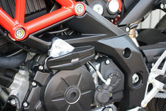 GSG MOTOTECHNIK Crash Pad Set “Streetline”, Pad holder aluminum natural for Aprilia Shiver 900 / Dorsoduro 900 (2018 -) | 1505040-A20