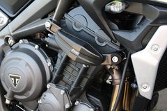 GSG MOTOTECHNIK Crash Pad Set “Streetline”, Mounting kit black anodized for Triumph Street Triple 765 (2020 -) | 1505040-T35-SH