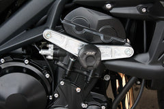 GSG MOTOTECHNIK Crash Pad set, Mounting Plates Black Anodized for Triumph Street Triple 675 / 675 R (2009-2012), mounting on carrier plate | 6544450-T21-DS-SH