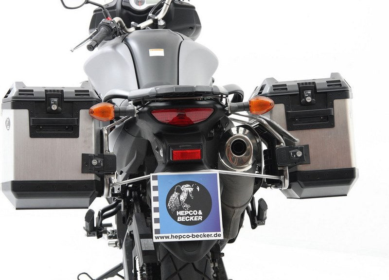 Hepco & Becker Sidecarrier Cutout stainless steel incl. Xplorer Cutout sideboxes for Suzuki V-Strom 650 ABS (2012-2016) | 6513528 00 22-00-40