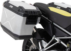 Hepco & Becker Side carrier cutout black incl. Xplorer silver sideboxes for Aprilia Tuareg (2022-) | 6517599 00 01-00-40