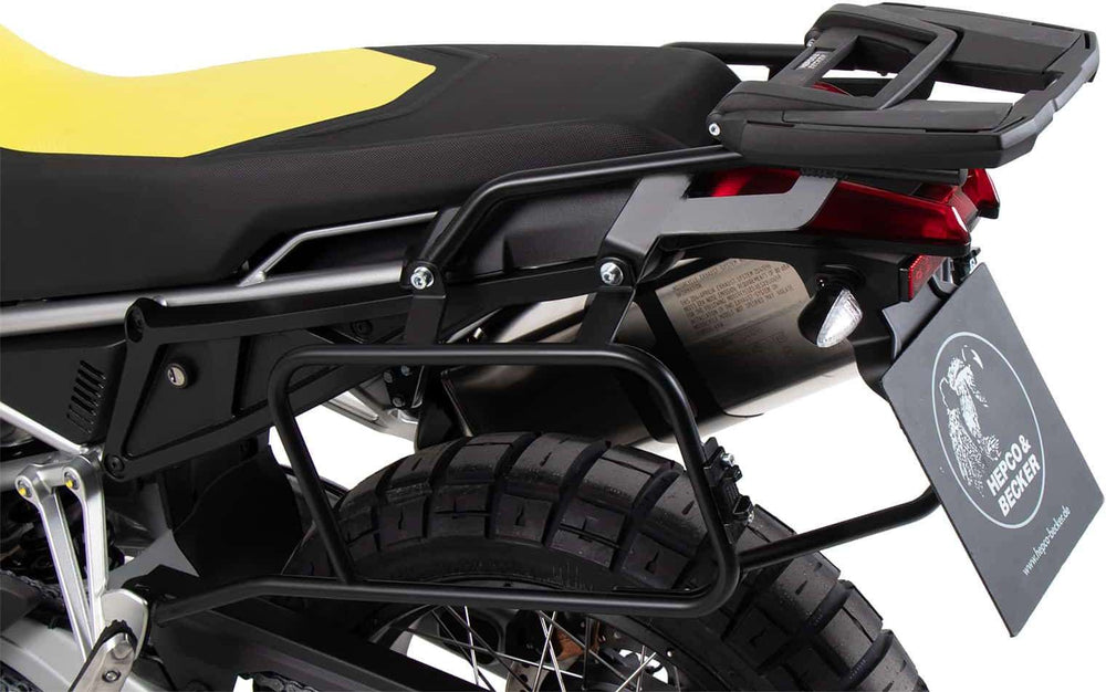 Hepco & Becker Sidecarrier Cutout black incl. Xplorer sideboxes black for Aprilia Tuareg 660 (2022-) | 6517599 00 01-01-40