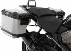 Hepco & Becker Side carrier cutout black incl. Xplorer silver sideboxes for Harley Davidson Pan America (2021-) | 6517600 00 01-00-40