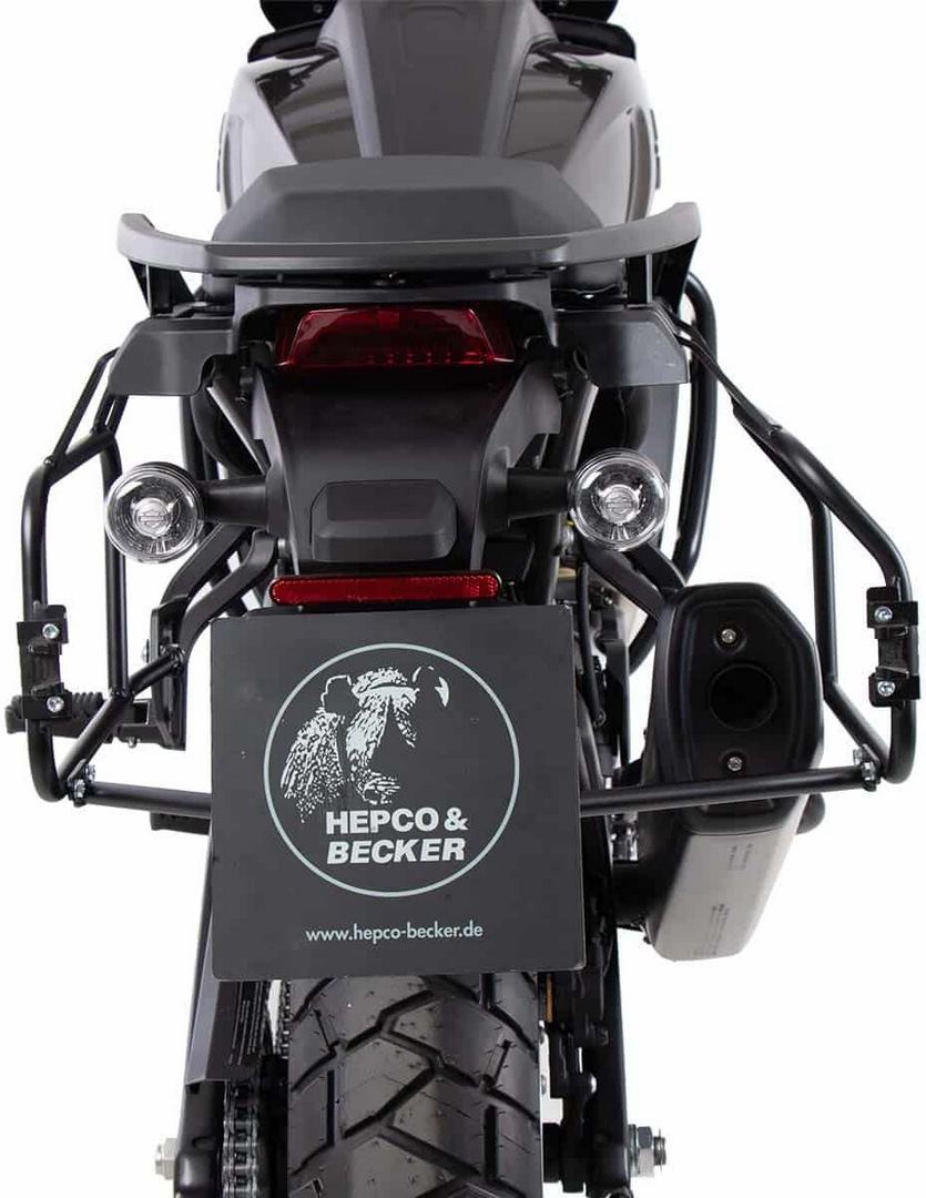 Hepco & Becker Side carrier cutout black incl. Xplorer silver sideboxes for Harley Davidson Pan America (2021-) | 6517600 00 01-00-40
