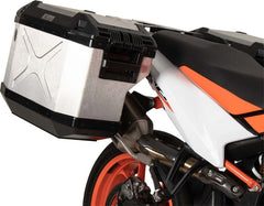 Hepco & Becker Side Carrier Cutout Stainless Steel Incl. Xplorer Silver Sideboxes For KTM 890 SMT (2023-) | 6517655 00 22-00-40