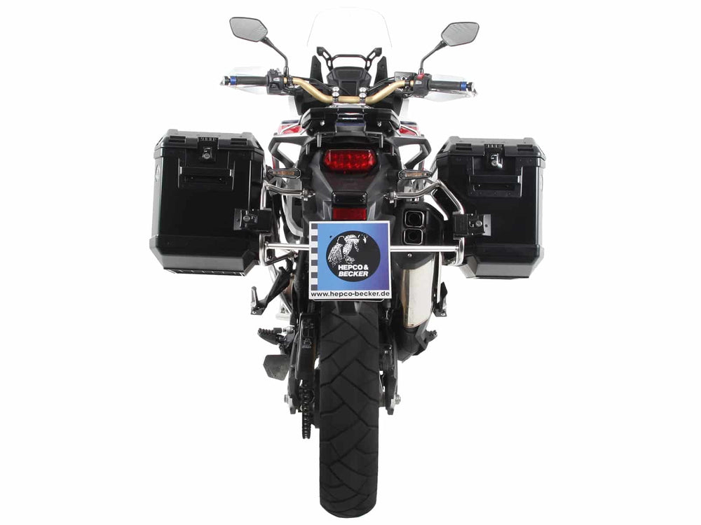 Hepco & Becker Sidecarrier Cutout Stainless Steel Incl. Xplorer Black Sideboxes For Honda CRF1000L Africa Twin (2016-2017) | 651994-00-22-01-40