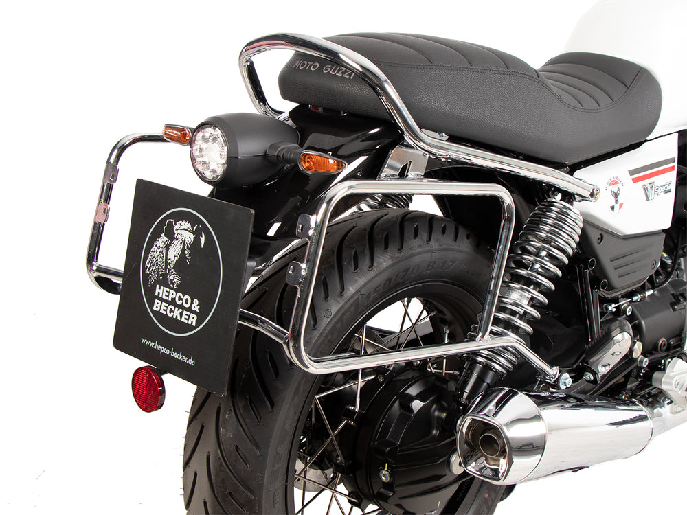 Hepco & Becker Side carrier permanent mounted chrome for Moto Guzzi V7 Stone / Special (850 ccm) (2021-) | 653556 00 02