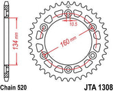 JT SPROCKETS Rear Sprocket 41 Teeth Aluminum Ultra-Light 520 Pitch Type 1308 | JTA1308.41