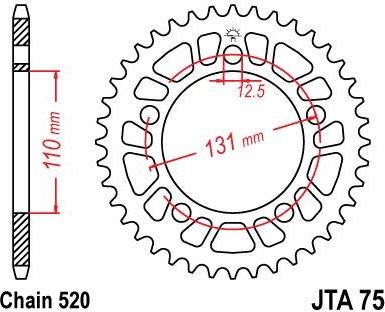 JT SPROCKETS Rear Sprocket 40 Teeth Steel Ultra-Light Pitch 520 Type 75 | JTA75.40