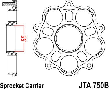 JT SPROCKETS Rear Sprocket Carrier 5 Silentbloc Ducati | JTA750B