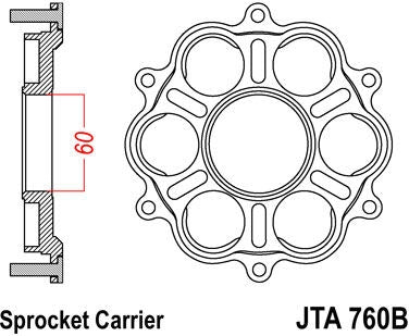 JT SPROCKETS Rear Sprocket Carrier 6 Silentbloc Ducati | JTA760B