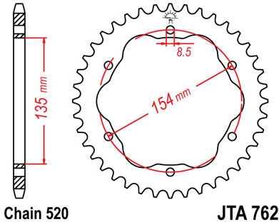 JT SPROCKETS Rear Sprocket 40 Teeth Aluminum Ultra-Light 520 Pitch Type 762 | JTA762.40