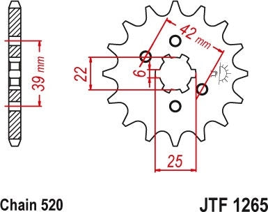 JT SPROCKETS Front Sprocket 13 Teeth Steel 520 Pitch Type 1265 | JTF1265.13