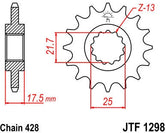 JT SPROCKETS Front Sprocket 17 Teeth Steel Standard 428 Pitch Type 1298 | JTF1298.17