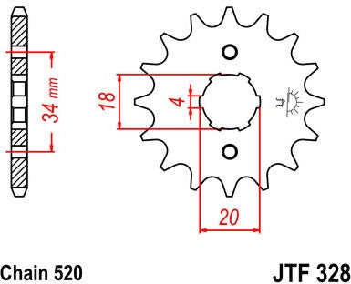 JT SPROCKETS Front Sprocket 13 Teeth Steel Standard 520 Pitch Type 328 | JTF328.13