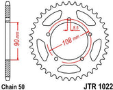 JT SPROCKETS Rear Sprocket 38 Teeth Steel Standard 530 Pitch Type 1022 | JTR1022.38