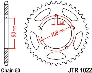 JT SPROCKETS Rear Sprocket 40 Teeth Steel Standard 530 Pitch Type 1022 | JTR1022.40
