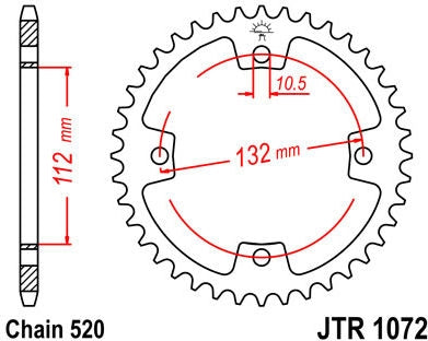 JT SPROCKETS Rear Sprocket 38 Teeth Steel Standard 520 Pitch Type 1072 | JTR1072.38