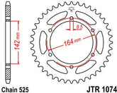 JT SPROCKETS Rear Sprocket 44 Teeth Steel Standard 525 Pitch Type 1074 | JTR1074.44