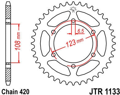 JT SPROCKETS Rear Sprocket 52 Teeth Steel Standard 420 Pitch Type 1131 | JTR1133.52