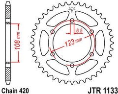 JT SPROCKETS Rear Sprocket 52 Teeth Steel Standard 420 Pitch Type 1131 | JTR1133.52