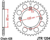 JT SPROCKETS Rear Sprocket 50 Teeth Steel Standard 428 Pitch Type 1204 | JTR1204.50