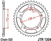 JT SPROCKETS Rear Sprocket 47 Teeth Steel Standard 525 Pitch Type 1304 | JTR1304.47