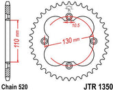 JT SPROCKETS Rear Sprocket 37 Teeth Steel Standard 520 Pitch Type 1350 | JTR1350.37