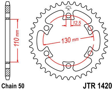 JT SPROCKETS Rear Sprocket 40 Teeth Steel Standard 530 Pitch Type 1420 | JTR1420.40