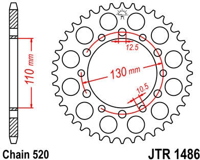 JT SPROCKETS Rear Sprocket 40 Teeth Steel Standard 520 Pitch Type 1486 | JTR1486.40