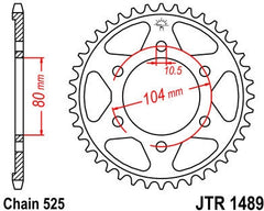 JT SPROCKETS Rear Sprocket 43 Teeth Steel Standard 525 Pitch Type 1489 | JTR1489.43