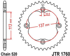 JT SPROCKETS Rear Sprocket 38 Teeth Steel Standard 520 Pitch Type 1760 | JTR1760.38