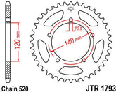 JT SPROCKETS Rear Sprocket 45 Teeth Steel Standard 520 Pitch Type 1793 | JTR1793.45