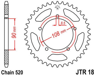 JT SPROCKETS Rear Sprocket 43 Teeth Steel Standard 520 Pitch Type 18 | JTR18.43