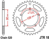 JT SPROCKETS Rear Sprocket 43 Teeth Steel Standard 520 Pitch Type 18 | JTR18.43