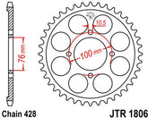 JT SPROCKETS Rear Sprocket 47 Teeth Steel Standard 428 Pitch Type 1806 | JTR1806.47