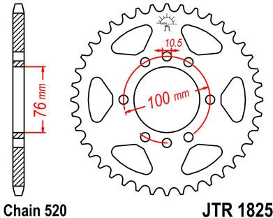 JT SPROCKETS Rear Sprocket 45 Teeth Steel Standard 520 Pitch Type 1825 | JTR1825.45