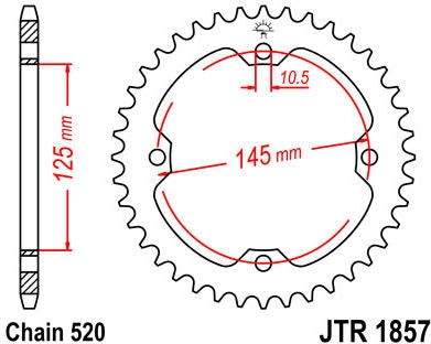 JT SPROCKETS Rear Sprocket 40 Teeth Steel Standard 520 Pitch Type 1857 | JTR1857.40
