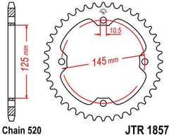 JT SPROCKETS Rear Sprocket 40 Teeth Steel Standard 520 Pitch Type 1857 | JTR1857.40