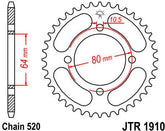 JT SPROCKETS Rear Sprocket 32 Teeth Steel Standard 520 Pitch Type 1910 | JTR1910.32