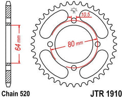 JT SPROCKETS Rear Sprocket 32 Teeth Steel Standard 520 Pitch Type 1910 | JTR1910.32