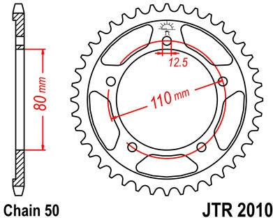 JT SPROCKETS Rear Sprocket 40 Teeth Steel Standard 530 Pitch Type 2010 | JTR2010.40