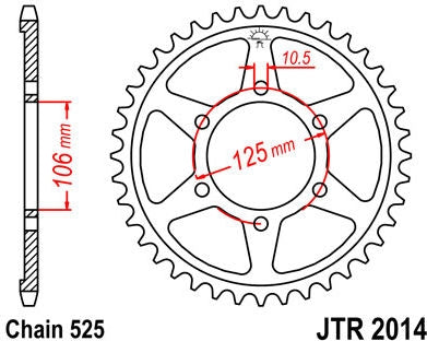 JT SPROCKETS Rear Sprocket 50 Teeth Steel Standard 525 Pitch Type 2014 | JTR2014.50