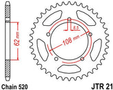 JT SPROCKETS Rear Sprocket 40 Teeth Steel Standard 520 Pitch Type 21 | JTR21.40
