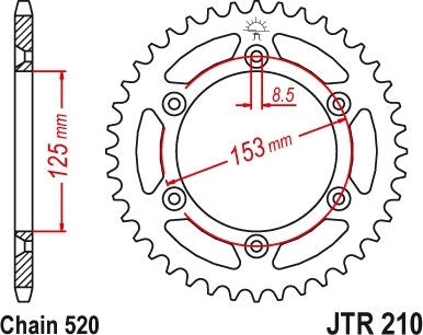 JT SPROCKETS Rear Sprocket 49 Teeth Steel Standard 520 Pitch Type 210 | JTR210.49SC