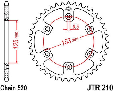 JT SPROCKETS Rear Sprocket 50 Teeth Steel Standard 520 Pitch Type 210 | JTR210.50