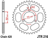 JT SPROCKETS Rear Sprocket 45 Teeth Steel 420 Pitch Type 216 | JTR216.45