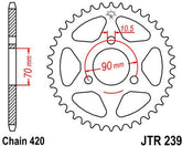 JT SPROCKETS Rear Sprocket 42 Teeth Steel Standard 420 Pitch Type 239 | JTR239.42