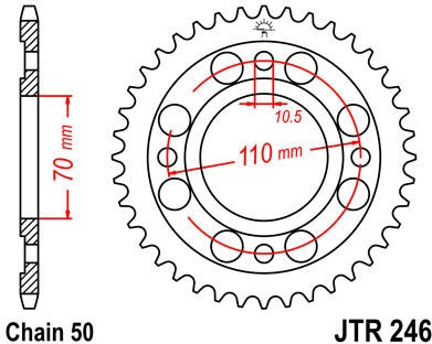 JT SPROCKETS Rear Sprocket 35 Teeth Steel Standard 530 Pitch Type 246 | JTR246.35